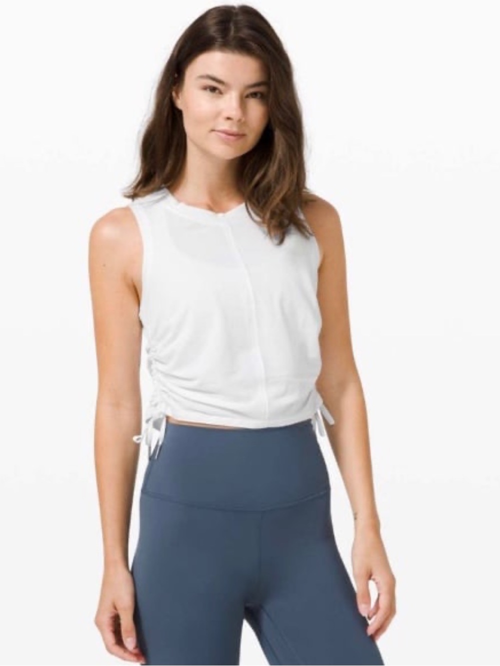 Lululemon Cinch It Up Sleeveless Crop Tank Size 6 White